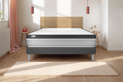 Ensemble Matelas Sommier 150x200 cm - Sommier Gris (en kit) - Vital Ergo