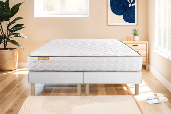 Ensemble Matelas Sommier 200x200 cm - 2 Sommiers Blanc - Memo