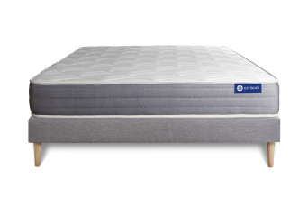 Ensemble Matelas Sommier 120x220 cm - Sommier Gris (en kit) - Actimemo Dream