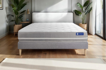 Ensemble Matelas Sommier 150x190 cm - Sommier Gris (en kit) - Actiflex Touch