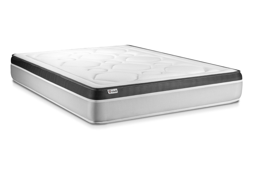Ensemble Matelas Sommier 135x190 cm - Sommier Blanc (en kit) - Vital Ergo
