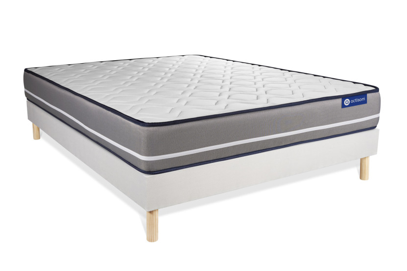 Ensemble Matelas Sommier 135x200 cm - Sommier Blanc (en kit) - Actiflex Pur