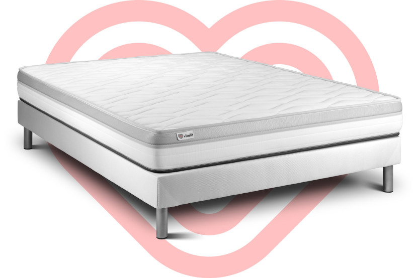Ensemble Matelas Sommier 180x220 cm - Sommier Blanc (en kit) - Vital Relax