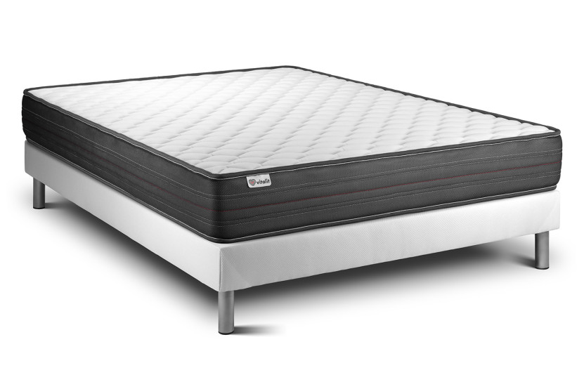 Ensemble Matelas Sommier 160x190 cm - Sommier Blanc (en kit) - Vitalpower