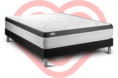 Ensemble Matelas Sommier 150x200 cm - Sommier Noir (en kit) - Vital Ergo