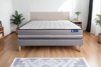 Ensemble Matelas Sommier 140x210 cm - Sommier Gris (en kit) - Actiflex Pur
