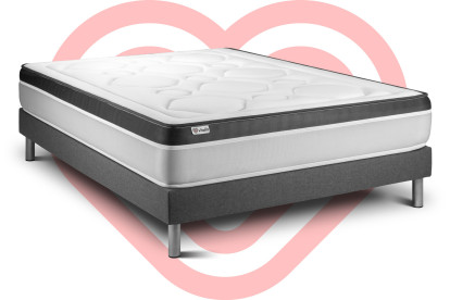 Ensemble Matelas Sommier 150x200 cm - Sommier Gris (en kit) - Vital Ergo