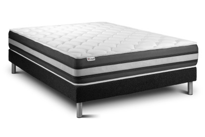 Ensemble Matelas Sommier 150x190 cm - Sommier Noir (en kit) - Vitalspring Zen