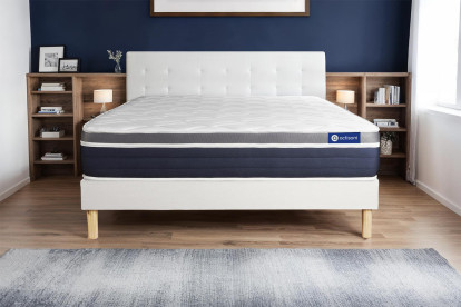 Ensemble Matelas Sommier 120x195 cm - Sommier Blanc (en kit) - Actiflex Confort