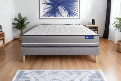 Ensemble Matelas Sommier 120x210 cm - Sommier Gris (en kit) - Actilatex Pur