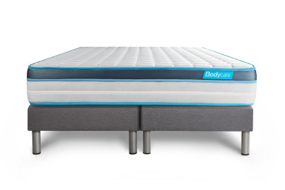 Ensemble Matelas Sommier 200x200 cm - 2 Sommiers Gris - Perform