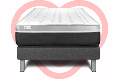 Ensemble Matelas Sommier 120x200 cm - Sommier Gris (en kit) - Vital Soft