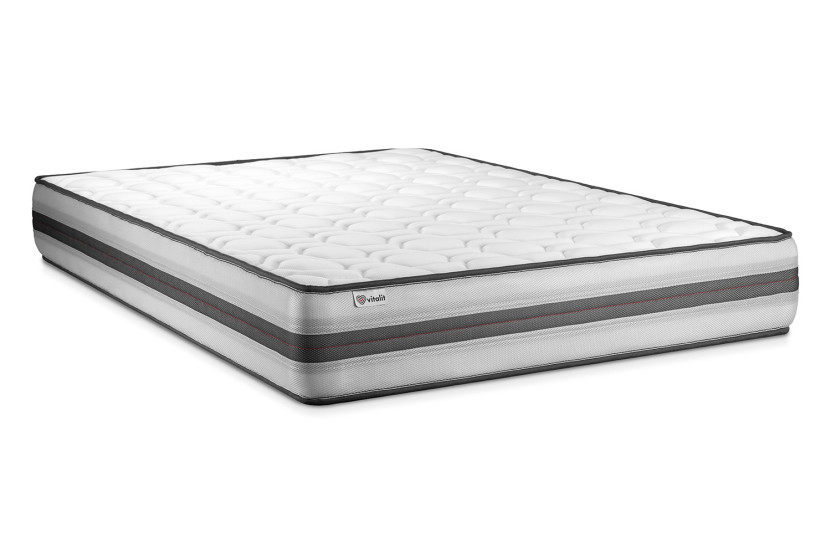 Ensemble Matelas Sommier 160x220 cm - Sommier Gris (en kit) - Vitalpower Recover