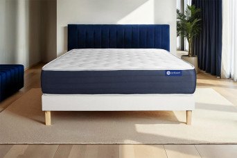 Ensemble Matelas Sommier 150x195 cm - Sommier Blanc (en kit) - Actiflex Sleep
