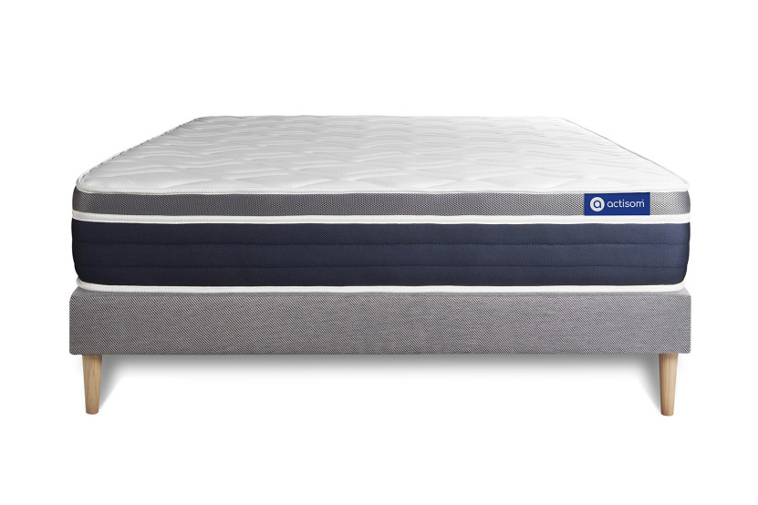 Ensemble Matelas Sommier 160x190 cm - Sommier Gris (en kit) - Actiflex Confort