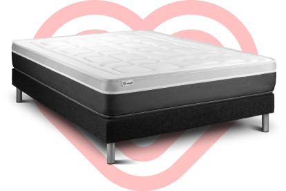 Ensemble Matelas Sommier 180x220 cm - Sommier Noir (en kit) - Vital Soft