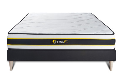 Ensemble Matelas Sommier 135x190 cm - Sommier Noir (en kit) - Flexy