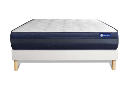 Ensemble Matelas Sommier 130x190 cm - Sommier Blanc (en kit) - Actilatex Tech