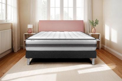 Ensemble Matelas Sommier 135x190 cm - Sommier Noir (en kit) - Vitalpower Recover