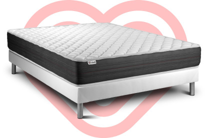 Ensemble Matelas Sommier 140x220 cm - Sommier Blanc (en kit) - Vitalmemo One