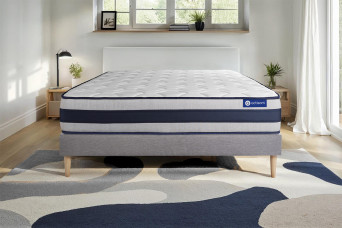 Ensemble Matelas Sommier 120x220 cm - Sommier Gris (en kit) - Actimemo Ergo