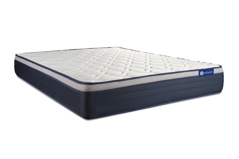 Ensemble Matelas Sommier 140x210 cm - Sommier Gris (en kit) - Actilatex Max