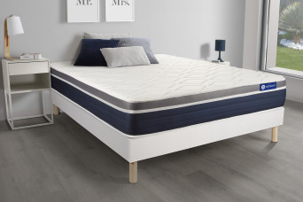 Ensemble Matelas Sommier 130x210 cm - Sommier Blanc (en kit) - Actilatex Confort