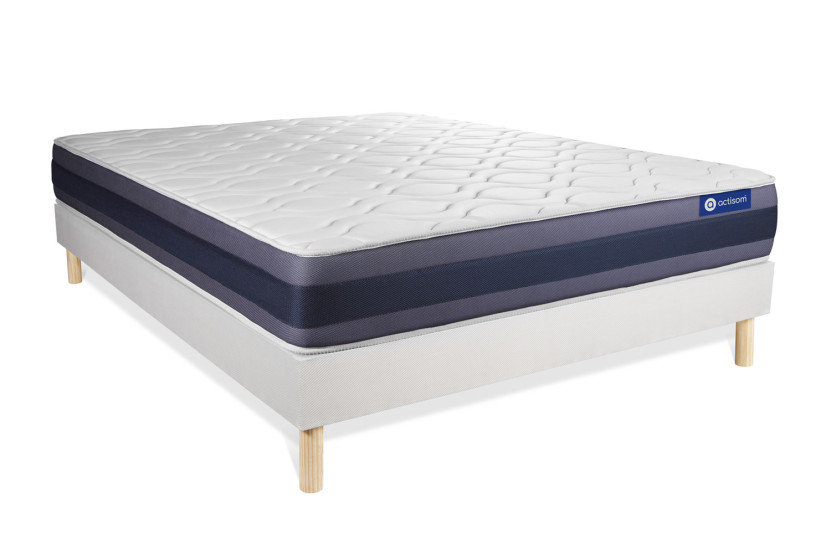 Ensemble Matelas Sommier 120x195 cm - Sommier Blanc (en kit) - Actiflex Morpho