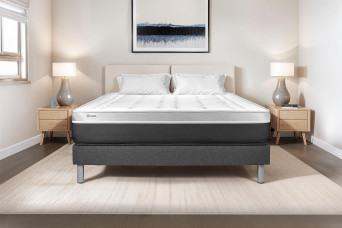 Ensemble Matelas Sommier 135x200 cm - Sommier Gris (en kit) - Vital Soft