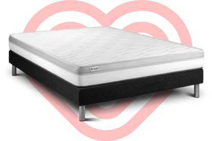 Ensemble Matelas Sommier 150x200 cm - Sommier Noir (en kit) - Vital Relax