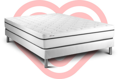 Ensemble Matelas Sommier 160x190 cm - Sommier Blanc (en kit) - Vital Spa
