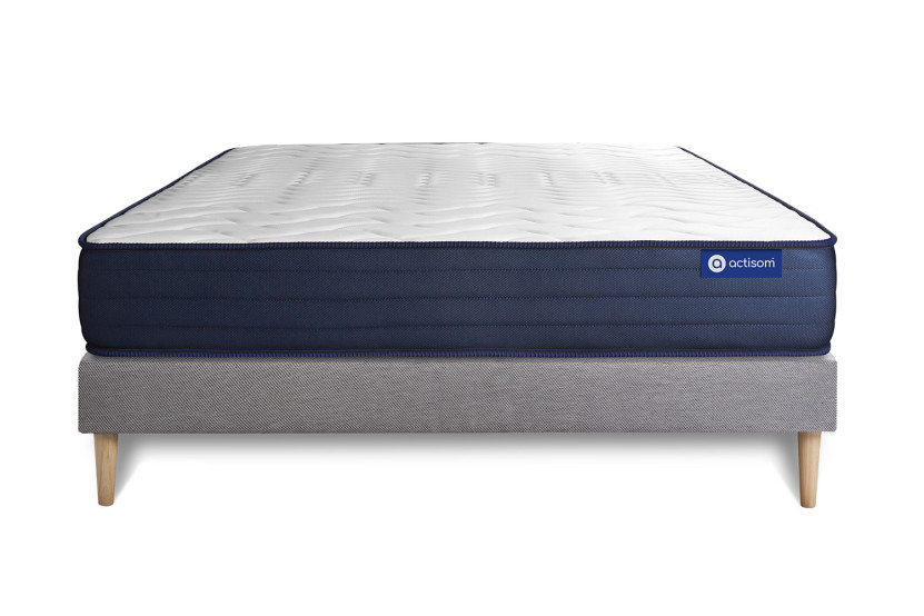 Ensemble Matelas Sommier 160x190 cm - Sommier Gris (en kit) - Actilatex Life