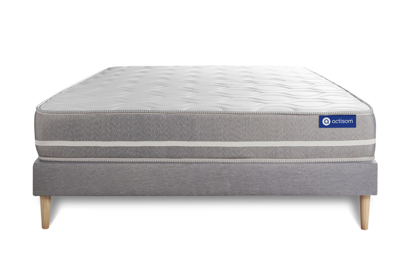 Ensemble Matelas Sommier 135x190 cm - Sommier Gris (en kit) - Actilatex Touch