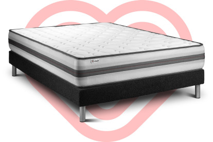Ensemble Matelas Sommier 160x200 cm - Sommier Noir (déjà monté) - Vitalpower Recover