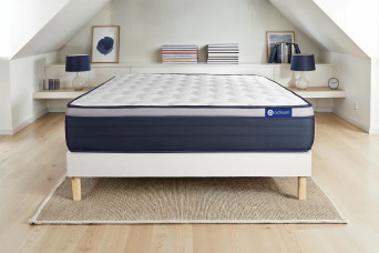Ensemble Matelas Sommier 130x190 cm - Sommier Blanc (en kit) - Actimemo Max