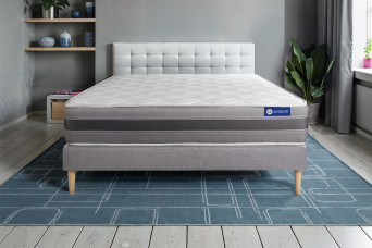 Ensemble Matelas Sommier 140x220 cm - Sommier Gris (en kit) - Actilatex Relax