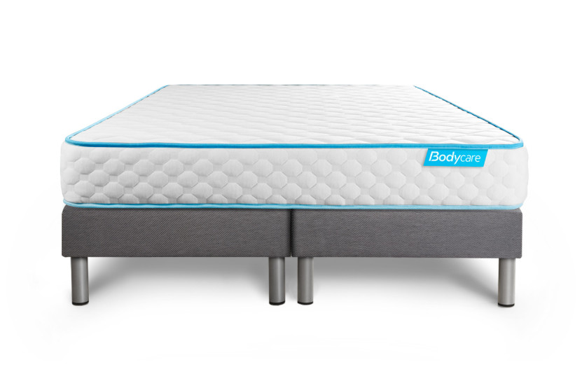 Ensemble Matelas Sommier 200x200 cm - 2 Sommiers Gris - Bodyone