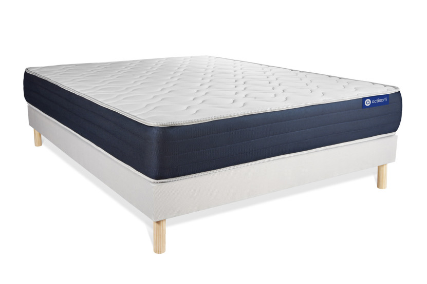Ensemble Matelas Sommier 180x190 cm - Sommier Blanc (en kit) - Actilatex Sleep