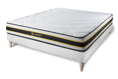 Ensemble Matelas Sommier 200x200 cm - Sommier Blanc (en kit) - Flexy