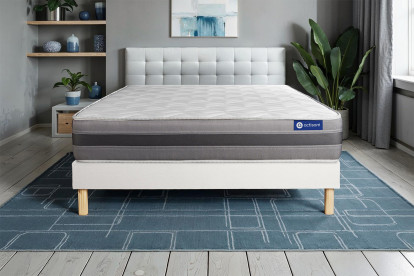 Ensemble Matelas Sommier 135x190 cm - Sommier Blanc (en kit) - Actiflex Relax