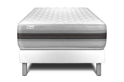 Ensemble Matelas Sommier 120x190 cm - Sommier Blanc (en kit) - Vitalmemo Back