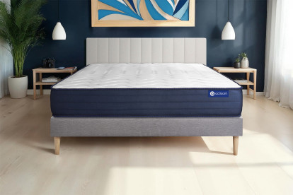 Ensemble Matelas Sommier 130x190 cm - Sommier Gris (en kit) - Actiflex Life