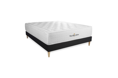 Ensemble Matelas Sommier 150x195 cm - Sommier Noir (en kit) - Buckingham