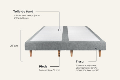 Ensemble Matelas Sommier 160x200 cm - 2 Sommiers Gris (déjà monté) - Windsor