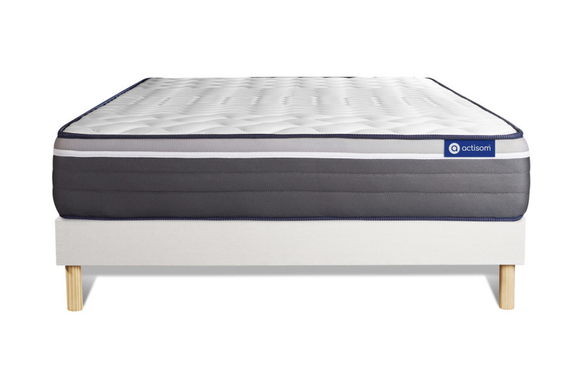 Ensemble Matelas Sommier 150x200 cm - Sommier Blanc (en kit) - Actiflex Plus