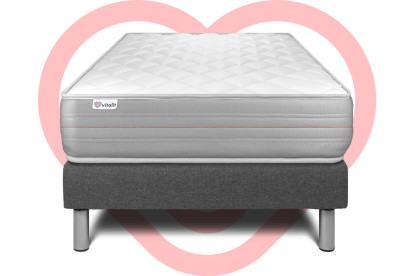 Ensemble Matelas Sommier 120x200 cm - Sommier Gris (en kit) - Vitalmemo