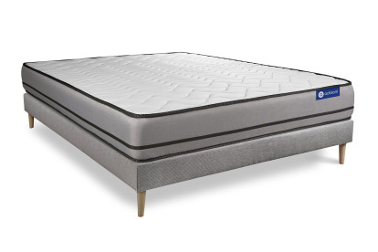 Ensemble Matelas Sommier 130x210 cm - Sommier Gris (en kit) - Actilatex Night