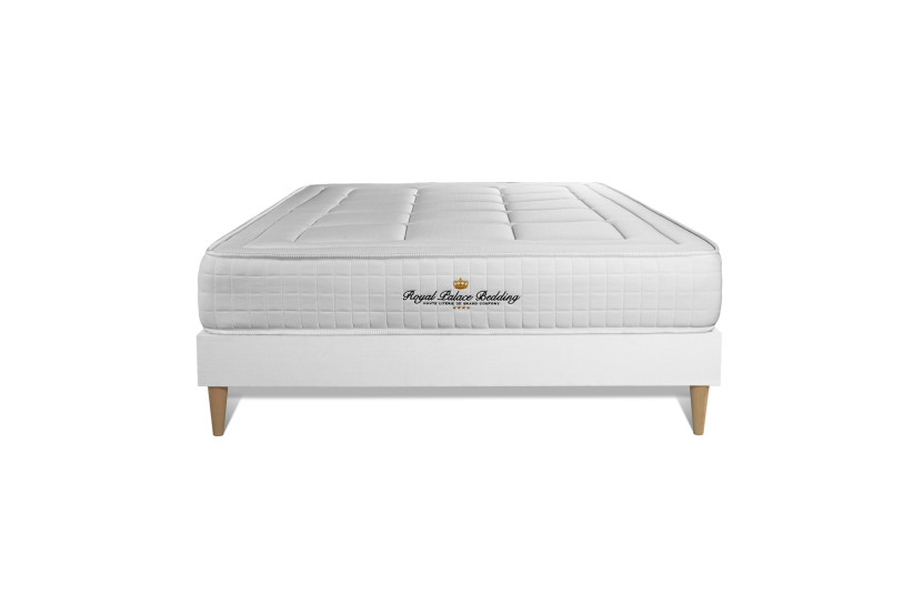 Ensemble Matelas Sommier 130x210 cm - Sommier Blanc (en kit) - Balmoral