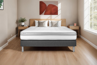 Ensemble Matelas Sommier 135x190 cm - Sommier Gris (en kit) - Vital Relax
