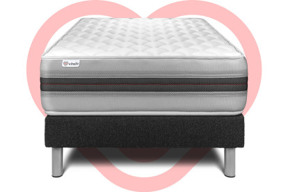 Ensemble Matelas Sommier 120x190 cm - Sommier Noir (en kit) - Vitalmemo Back